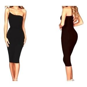 Nookie · Small · Lust One Shoulder Midi Dress · New Black Cocktail Evening
